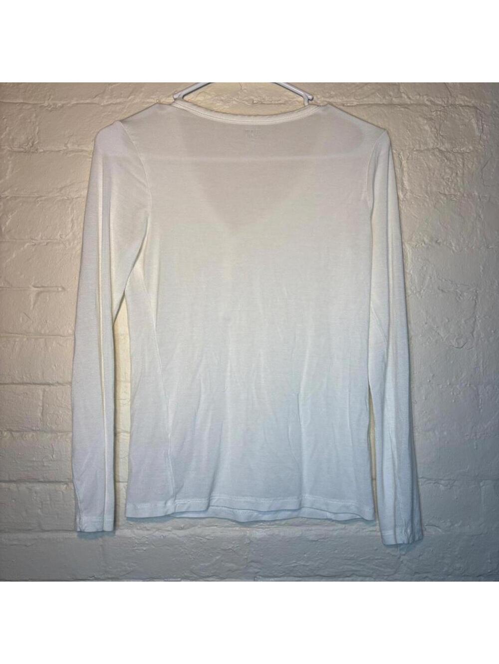 Gap White Henley Long Sleeve Top Y2K Slim Fit Button Tank - Picture 3 of 4